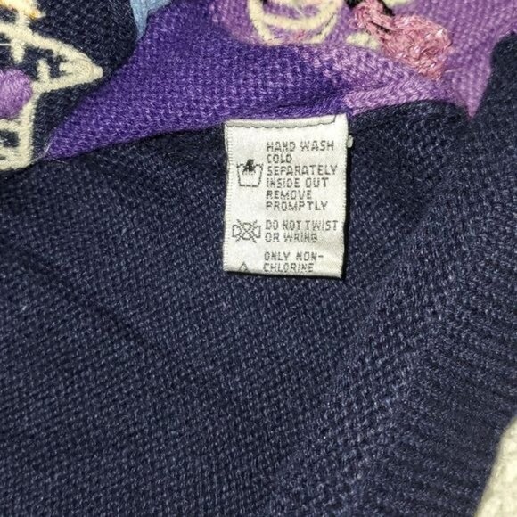 B.P. Design Sz L Blue Embellished & Embroidered Holiday Full Zip Tassel Cardigan - Picture 6 of 12